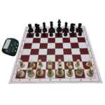 conjunto ajedrez escolar premium rojo con reloj